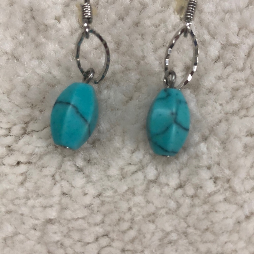 Turquoise Droplet Earrings - Picture 2 of 3